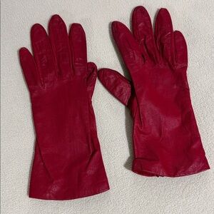 VINTAGE 80s FOWNES LINED GENUINE LEATHER GLOVES- RED size 7